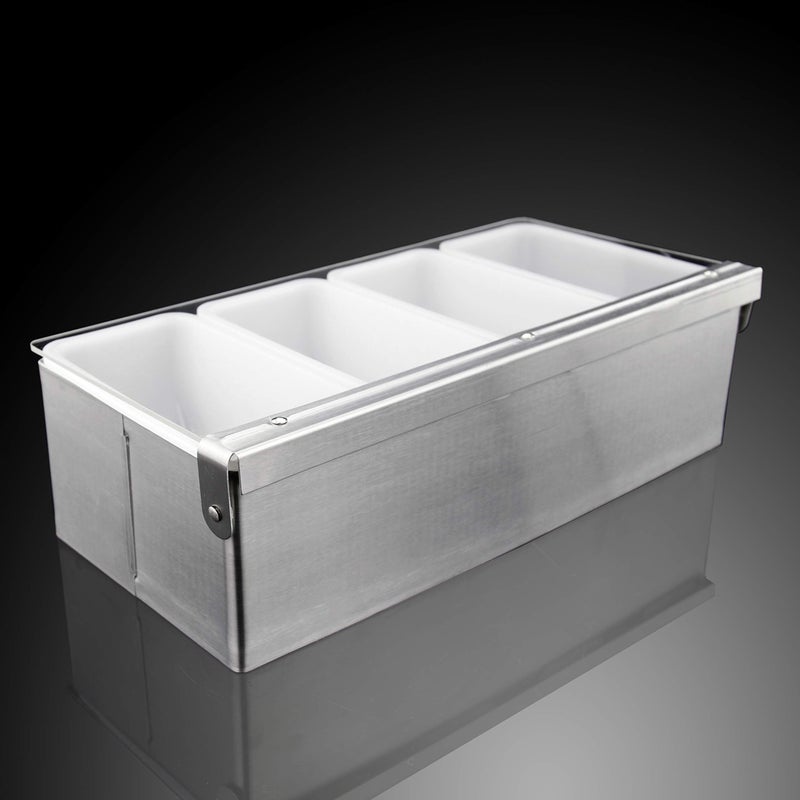 New Star Foodservice New Star Foodservice 48025 Stainless Steel Condiment Dispenser with 4 Compartments (NO ICE Tray Included)  - Image 4