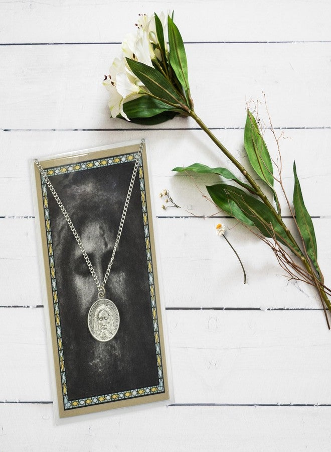 Trendzeen The Holy Face Of Jesus Medal with Chain, Holy Face Card, Lord's Prayer Card - Holy Face Shroud of Jesus Christ Medal Jewelry Set for Confirmation, Baptism - Medalla De La Santa Faz, 3 Items - Image 3