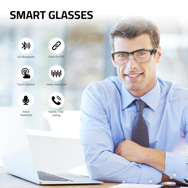 Tulbeys Bluetooth Audio Smart Glasses - Blue Light Glasses for Women and Men, Open Ear Sound with Mic & Speakers, Blue Light Filter & Polarized Sunglasses Lensesï¼ŒSilver - Image 2