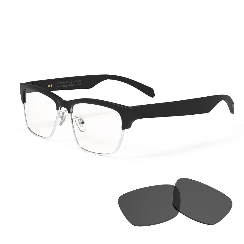 Tulbeys Bluetooth Audio Smart Glasses - Blue Light Glasses for Women and Men, Open Ear Sound with Mic & Speakers, Blue Light Filter & Polarized Sunglasses Lensesï¼ŒSilver - Image 1