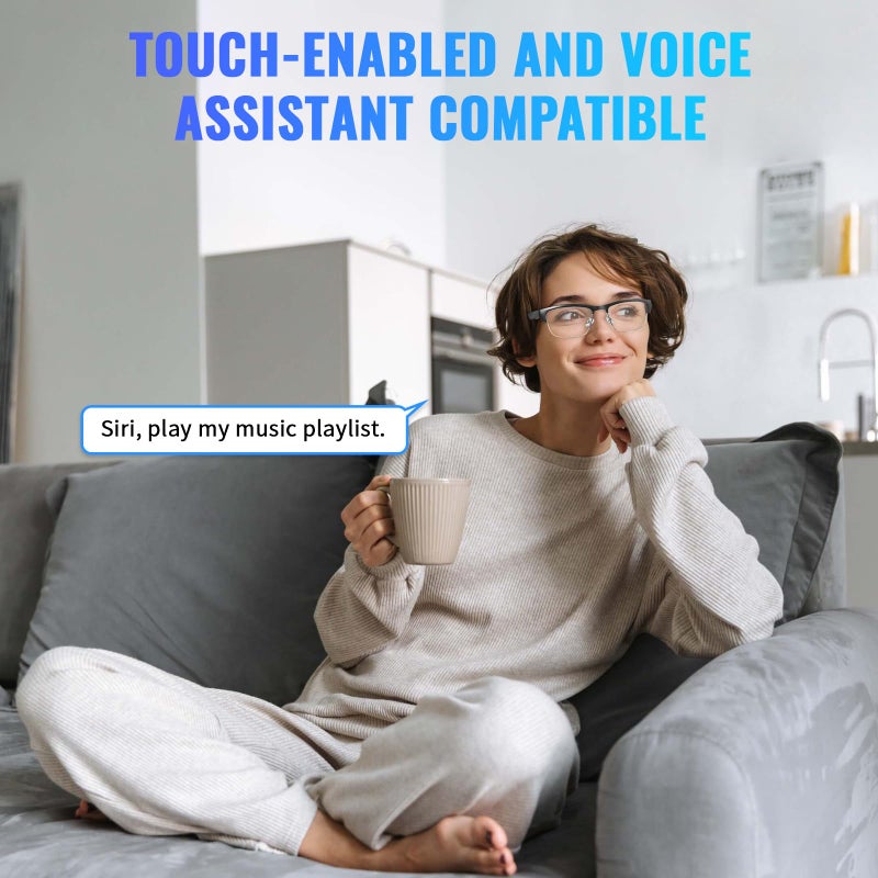 Tulbeys Bluetooth Audio Smart Glasses - Blue Light Glasses for Women and Men, Open Ear Sound with Mic & Speakers, Blue Light Filter & Polarized Sunglasses Lensesï¼ŒSilver - Image 4