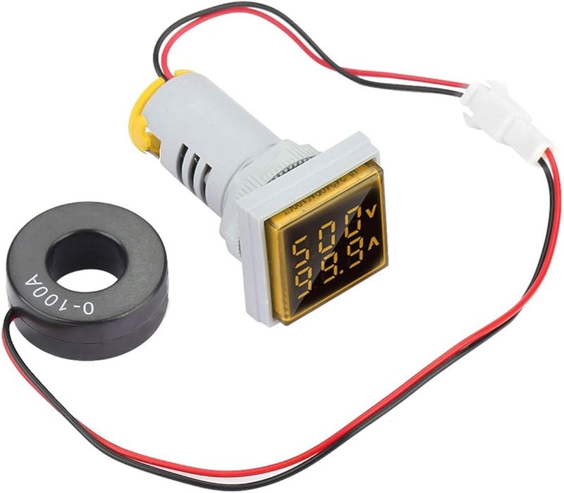 Yellow LED Digital Display AC Voltage Current Meter Indicator 0 100A Easy Home Use - Image 2