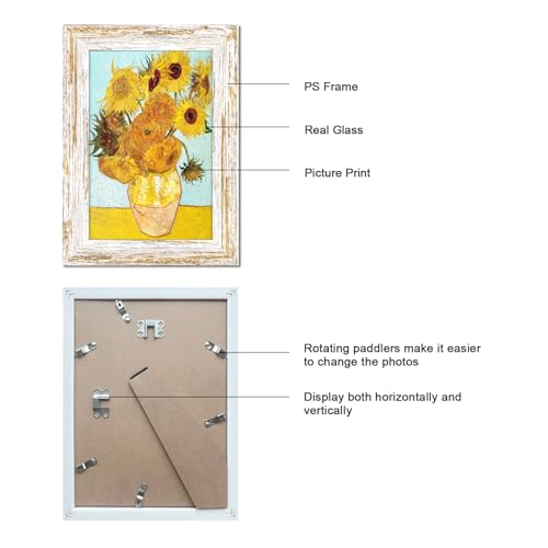 DEKWINN Rustic Distressed Retro Style White Photo Frame 4x6 Picture Frame Set of 6 with Real Glass for Pictures 4x6 Without Mat, Wall Gallery or Tabletop display - Image 3