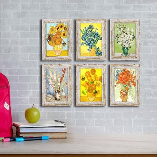 DEKWINN Rustic Distressed Retro Style White Photo Frame 4x6 Picture Frame Set of 6 with Real Glass for Pictures 4x6 Without Mat, Wall Gallery or Tabletop display - Image 4