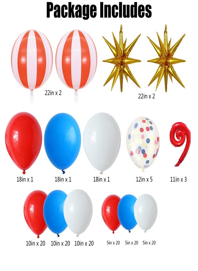 EASUTE Carnival Decorations Circus Theme Party Decorations, 139PCS Carnival Balloons Arch Garland with 4D Red White Stripe Explosive Star Confetti Balloons for Birthday Carnival Theme Party Decorations - Image 2