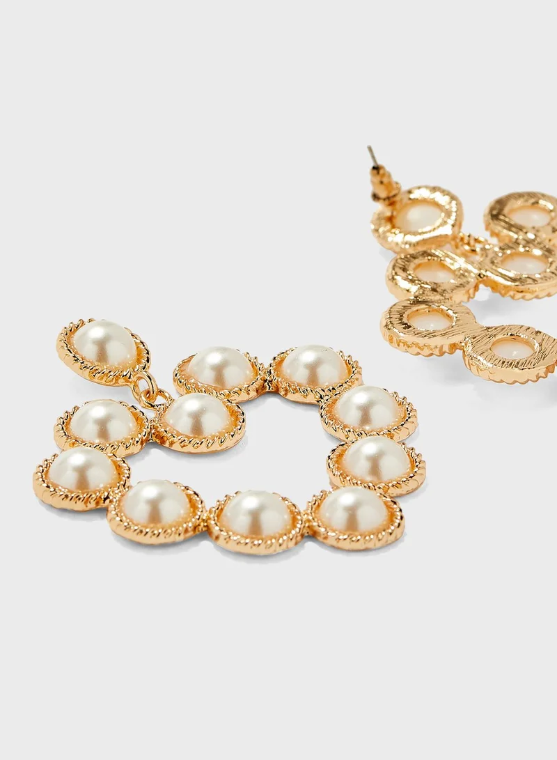 Ginger Pearl Heart Drop Earrings