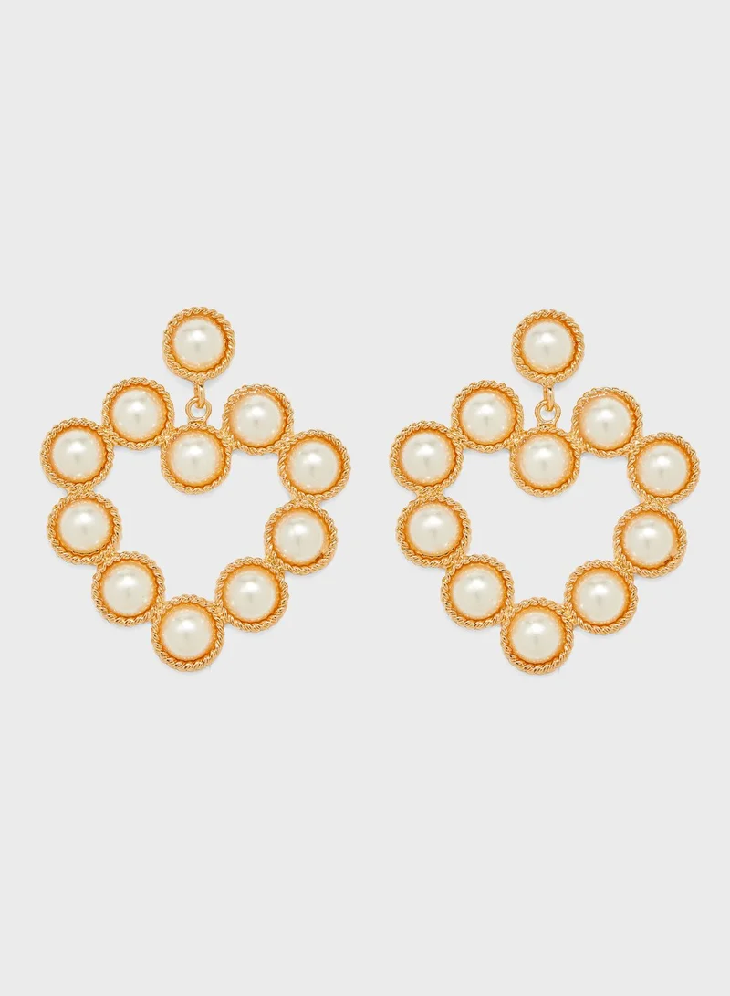 Ginger Pearl Heart Drop Earrings