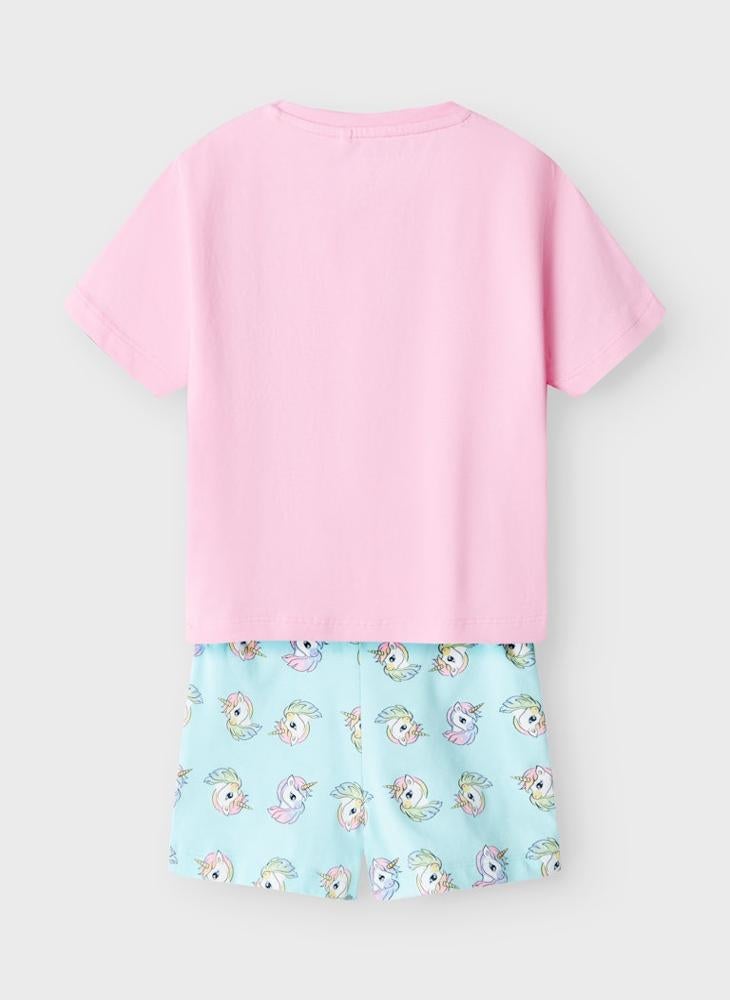 NAME IT Kids Graphic Crew Neck T-Shirt And Short Set  - Image 2