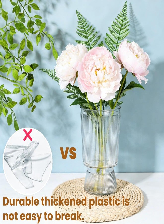 Tlence 12 Pack Clear Plastic Flower Vase, 6.3" Ribbed Fluted Glass-Like Vase, Decorative Modern Ripple Hydroponic Plant Vase with Base for Table Centerpieces Home Decor Office Wedding Decoration - Image 5