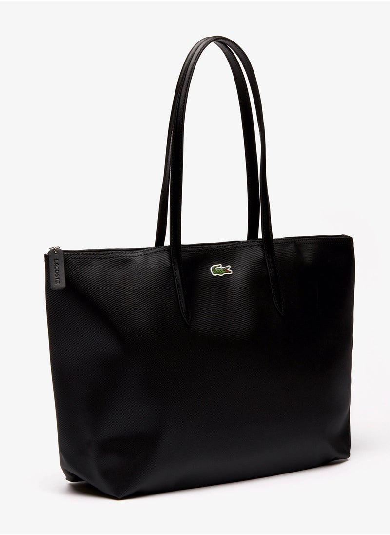 LACOSTE - Lacoste Women's L12.12 Concept Fashion Versatile Large Capacity Large Size Zipper Handheld Shoulder Bag Tote Bag Large Black 45cm * 30cm * 12cm - Image 1