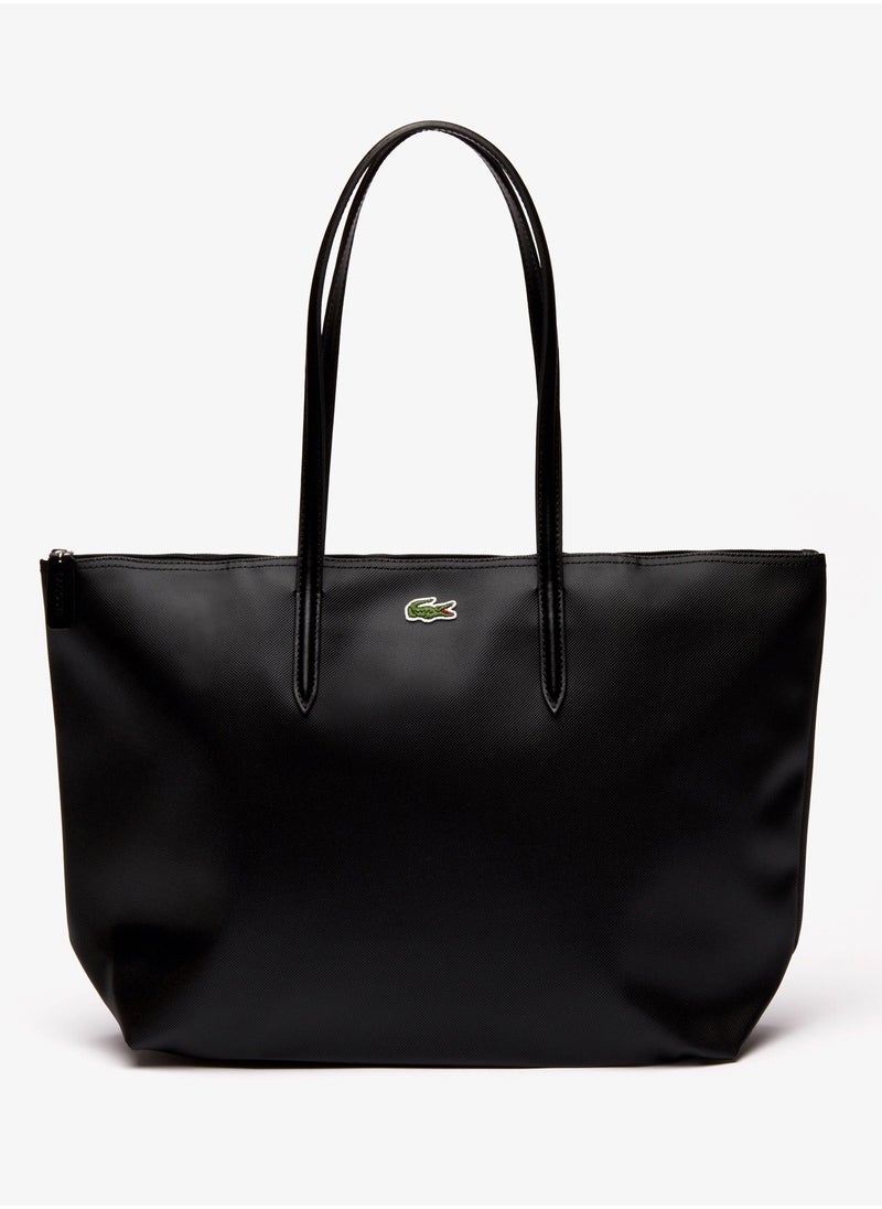 LACOSTE - Lacoste Women's L12.12 Concept Fashion Versatile Large Capacity Large Size Zipper Handheld Shoulder Bag Tote Bag Large Black 45cm * 30cm * 12cm - Image 1