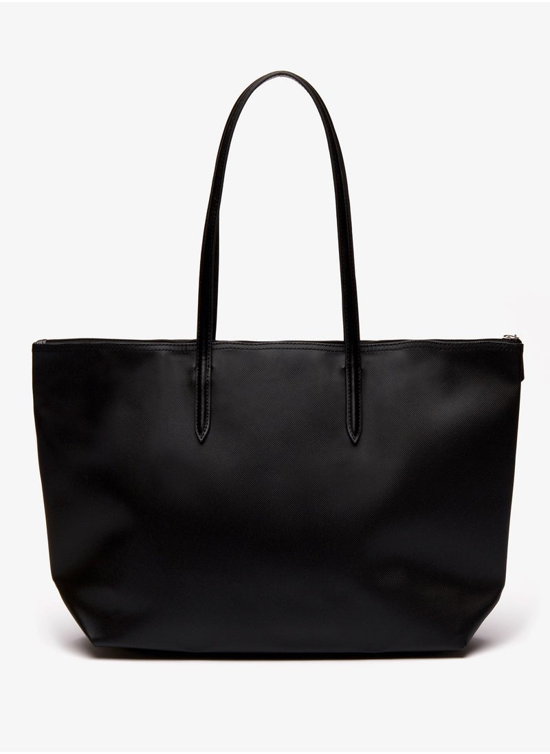 LACOSTE - Lacoste Women's L12.12 Concept Fashion Versatile Large Capacity Large Size Zipper Handheld Shoulder Bag Tote Bag Large Black 45cm * 30cm * 12cm - Image 1