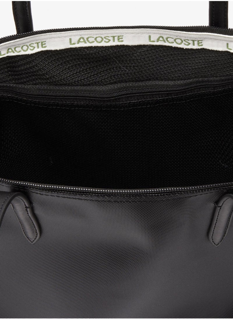 LACOSTE - Lacoste Women's L12.12 Concept Fashion Versatile Large Capacity Large Size Zipper Handheld Shoulder Bag Tote Bag Large Black 45cm * 30cm * 12cm - Image 1