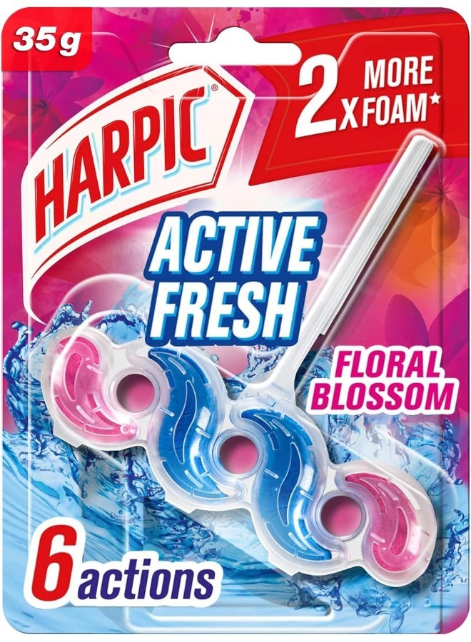 Harpic كتلة تنظيف المرحاض هاربيك أكتيف فريش، برائحة زهور عطرة، 35 جرام - Image 1