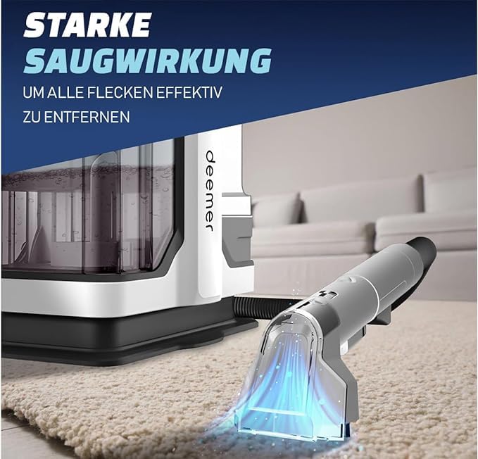 JUVIW Carpet Cleaner Washing Vacuum Strong Suction Wet Dry for Carpets Rugs Upholstery Stairs and Cars Modern White Corded Electric - Image 4