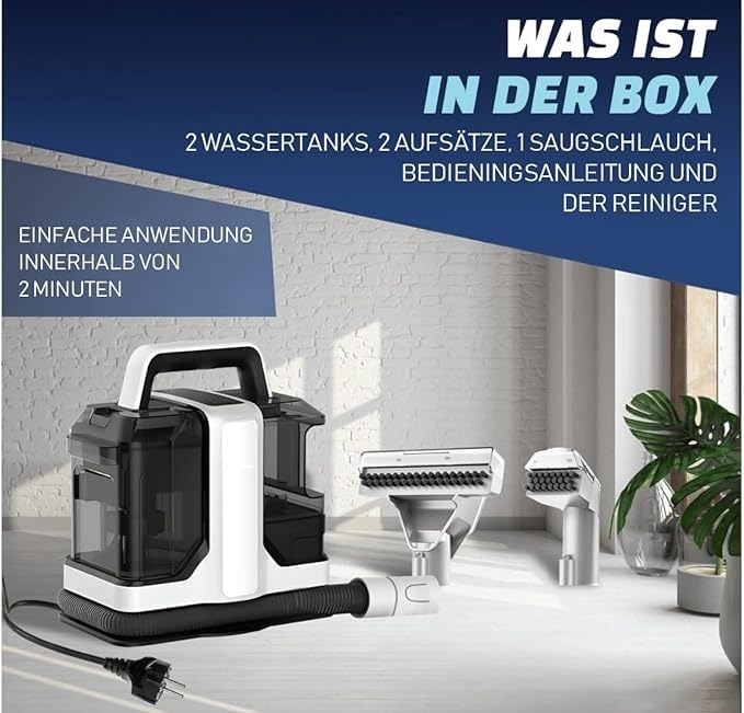 JUVIW Carpet Cleaner Washing Vacuum Strong Suction Wet Dry for Carpets Rugs Upholstery Stairs and Cars Modern White Corded Electric - Image 5