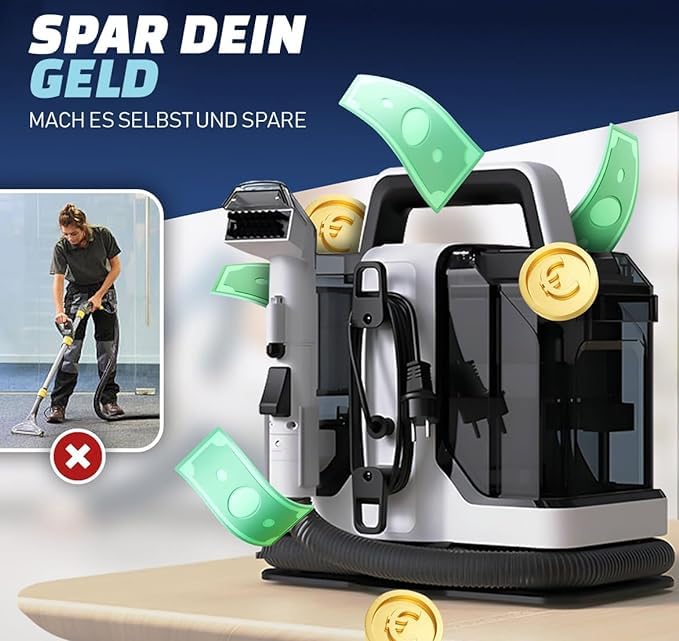 JUVIW Carpet Cleaner Washing Vacuum Strong Suction Wet Dry for Carpets Rugs Upholstery Stairs and Cars Modern White Corded Electric - Image 3