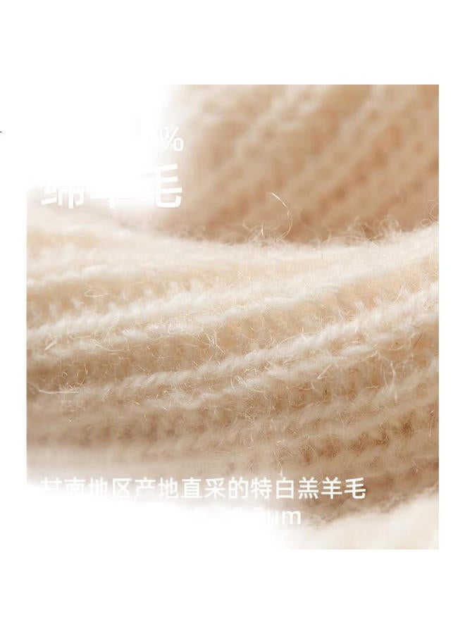 JIUMU Pure Wool Hat For Women, Autumn And Winter Warm Knitted Cap, Ladies' Knitted Hat, Postpartum Hat, Winter Cold-Proof Hat - Image 3