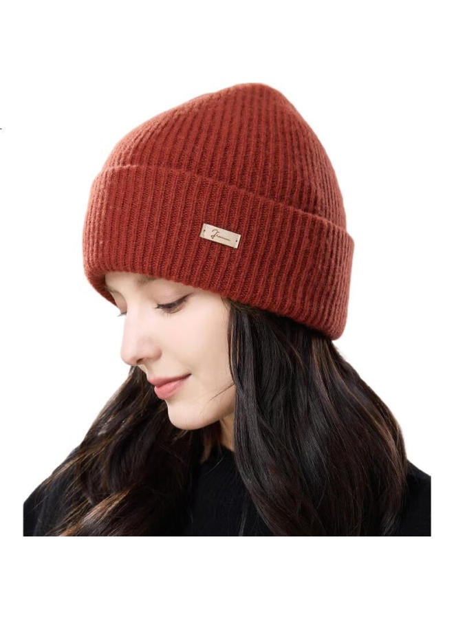 JIUMU Pure Wool Hat For Women, Autumn And Winter Warm Knitted Cap, Ladies' Knitted Hat, Postpartum Hat, Winter Cold-Proof Hat - Image 1