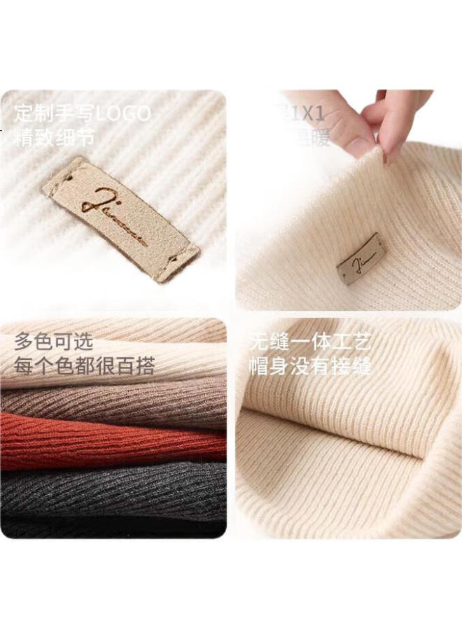 JIUMU Pure Wool Hat For Women, Autumn And Winter Warm Knitted Cap, Ladies' Knitted Hat, Postpartum Hat, Winter Cold-Proof Hat - Image 2