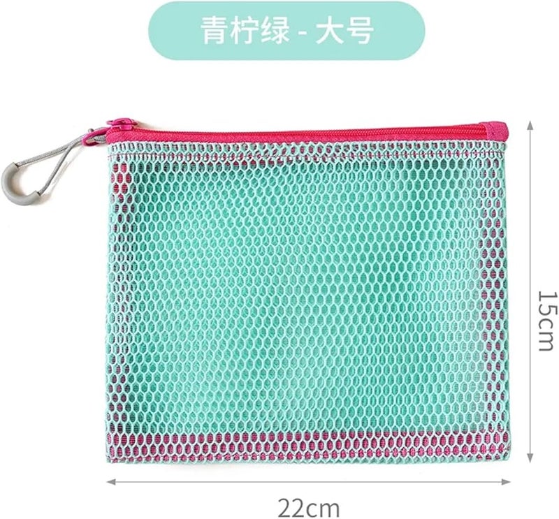 Green Large 2Pcs Mesh Travel Makeup Bag Cosmetic Storage Organizer Women Zipper Purses - Image 3