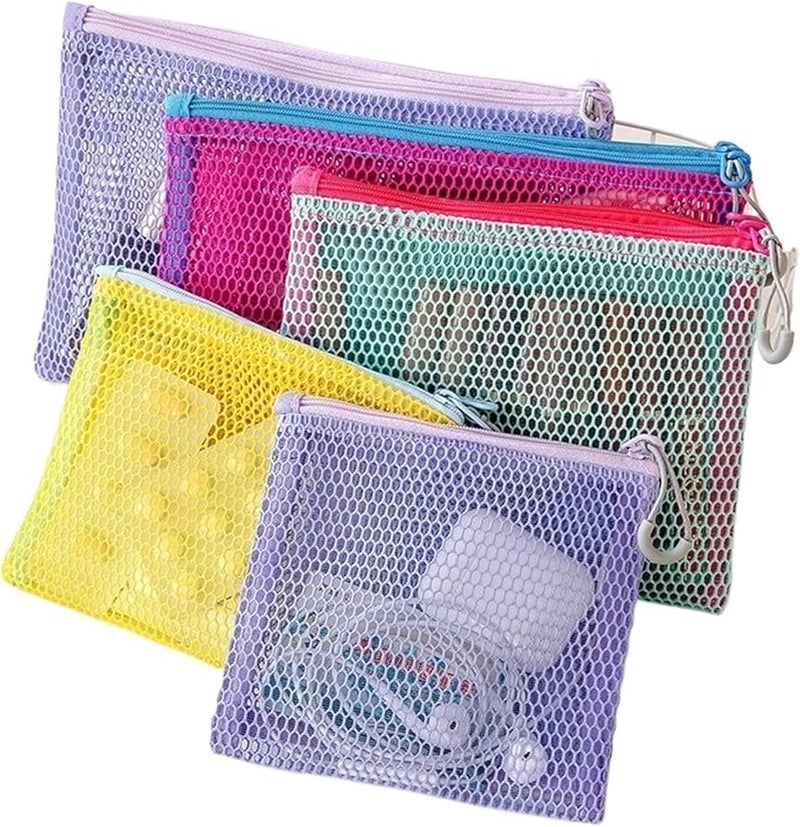 Green Large 2Pcs Mesh Travel Makeup Bag Cosmetic Storage Organizer Women Zipper Purses - Image 4