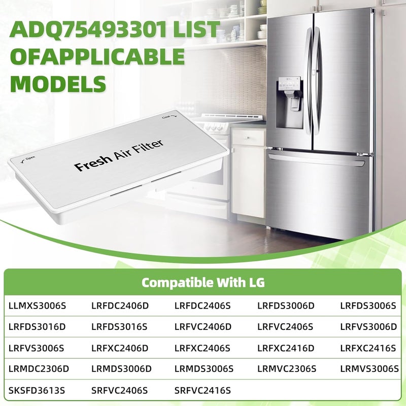 ADQ75493301 غطاء زخرفي لفلتر الثلاجة، مجموعة فلتر الهواء النقي للثلاجة متوافقة مع ثلاجات LG LRFDS3016S LRFDS3006D LRFDS3016D وغيرها. بديل لـ AP6887594 PS12724761 EAP12724761 - Image 3