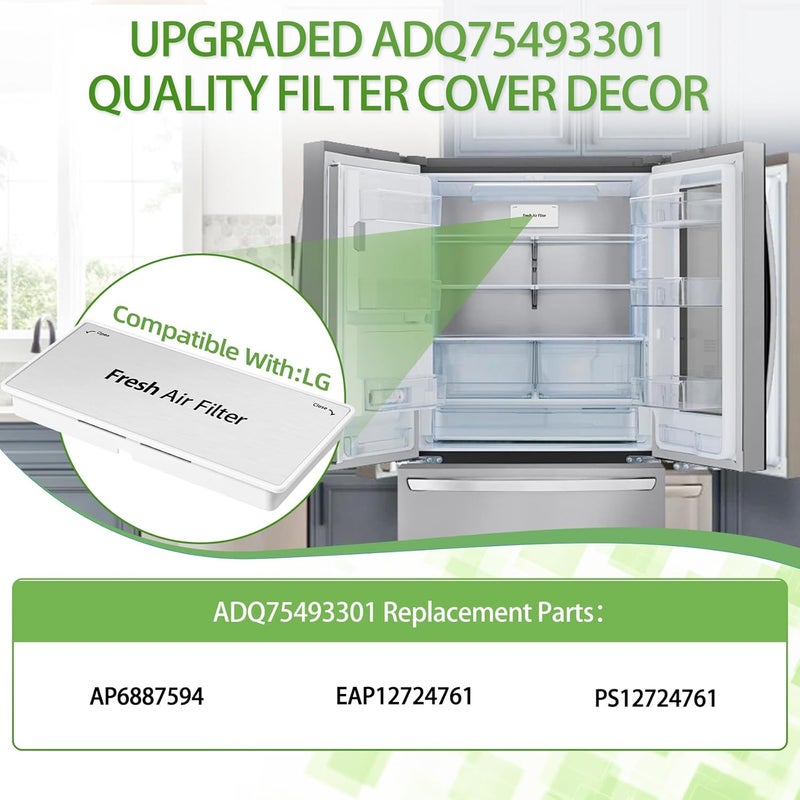 ADQ75493301 غطاء زخرفي لفلتر الثلاجة، مجموعة فلتر الهواء النقي للثلاجة متوافقة مع ثلاجات LG LRFDS3016S LRFDS3006D LRFDS3016D وغيرها. بديل لـ AP6887594 PS12724761 EAP12724761 - Image 5