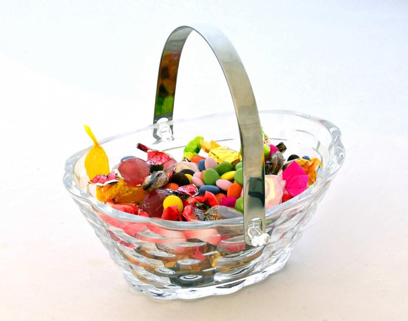 Pasabahce Paşabahçe F&D Crystal Glass Basket with Metal Handle - Image 2
