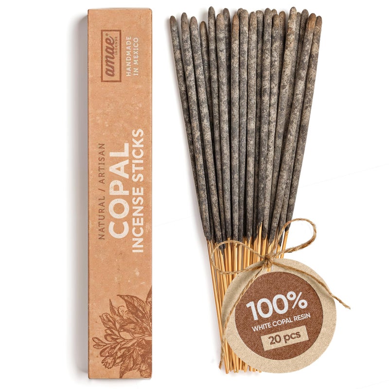 amae INCENSE Premium White Copal Incense Sticks - 100% Pure Mayan Resin, Superior Burn Quality, Maximum Fragrance - Thick Coating, Handcrafted in Mexico for Meditation, Yoga, Spiritual Practice - 20 Sticks - Image 1