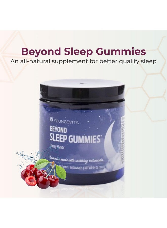Youngevity Beyond Sleep Gummies - Plant-Derived Melatonin, GABA, L-Tryptophan, Chamomile - Supports Restful Sleep and Relaxation - Tart Cherry Flavor - 60 Vegan, Sugar-Free Gummies - Image 2