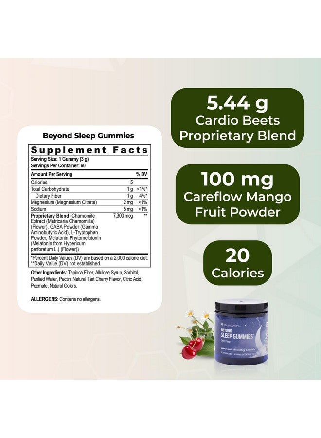 Youngevity Beyond Sleep Gummies - Plant-Derived Melatonin, GABA, L-Tryptophan, Chamomile - Supports Restful Sleep and Relaxation - Tart Cherry Flavor - 60 Vegan, Sugar-Free Gummies - Image 3