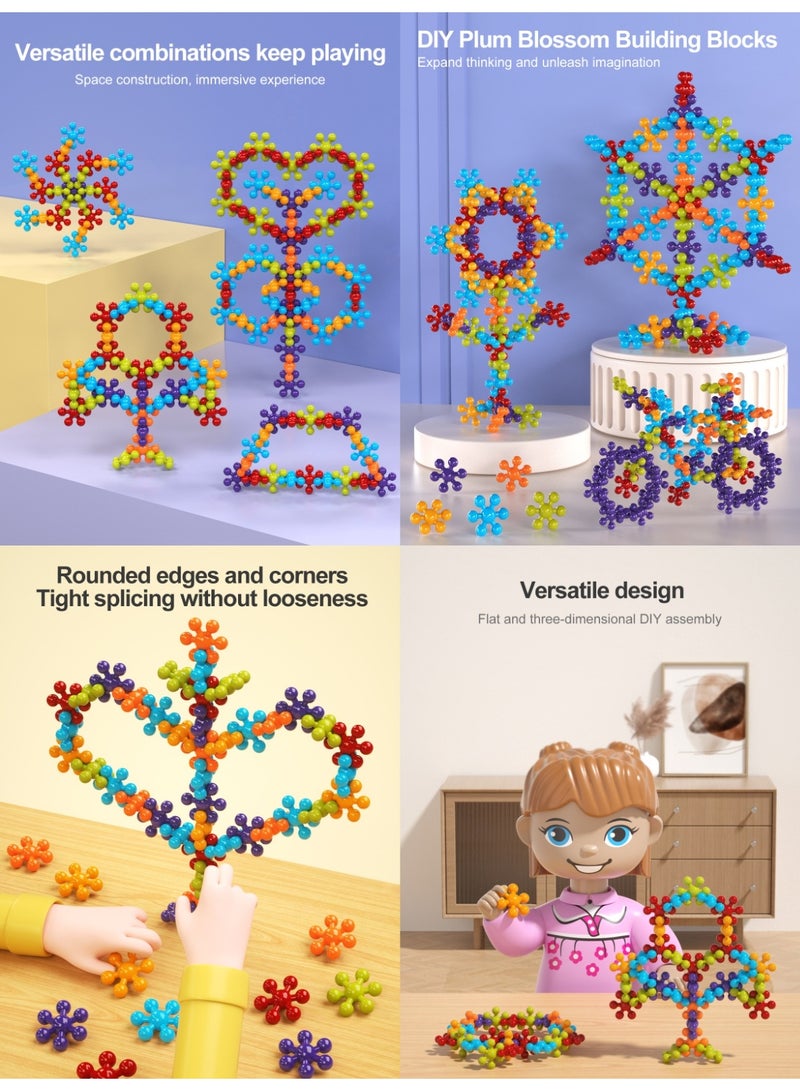 Meifen Rainbow Colors DIY Plum Blossom Building Blocks,Reusable Educational Toys for 3+ Year Olds, Washable Materials, Creative Early Learning and Motor Skills Development, Gifts for Toddlers（220pcs） - Image 4