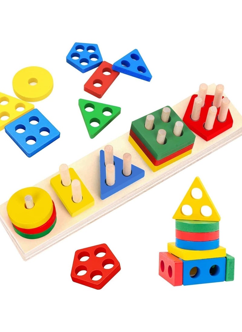 FUN MOMENT Wooden Educational Geometric Shape Sorter  - Image 1