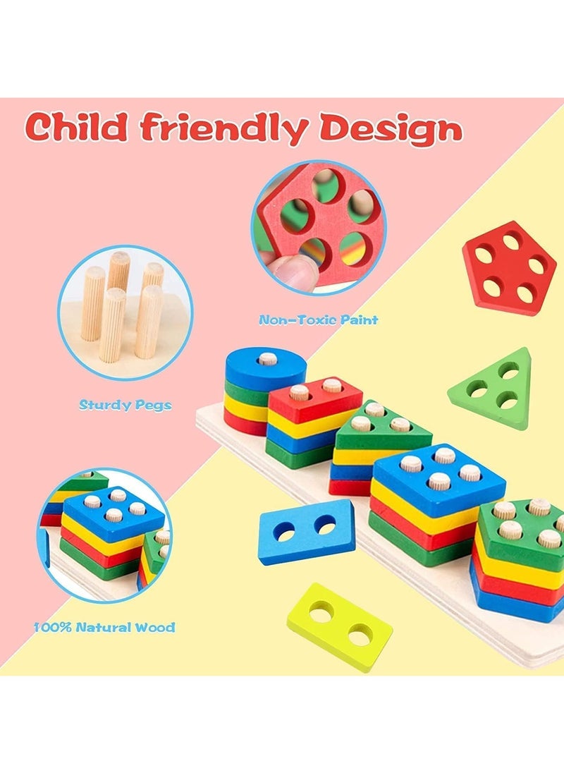 FUN MOMENT Wooden Educational Geometric Shape Sorter  - Image 2