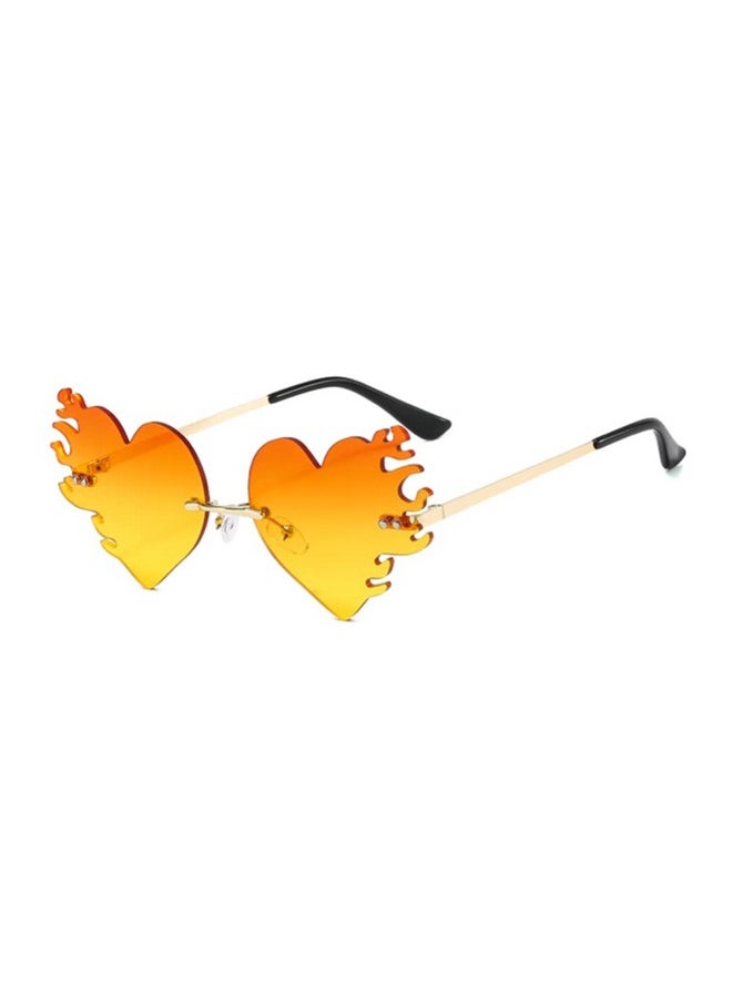 ENTHYI - Melting Heart Flame Sunglasses Women Men Trendy Rimless Party Cute Prom Glasses Novelty Heart Fire Flame Eyewear (Orange) - Image 1