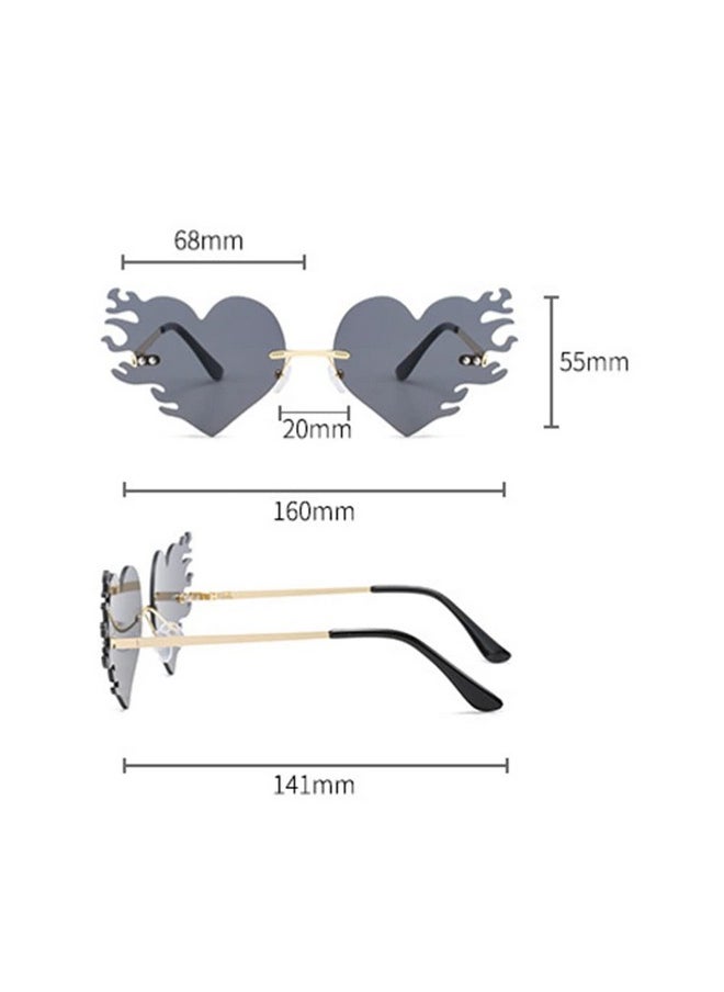 ENTHYI - Melting Heart Flame Sunglasses Women Men Trendy Rimless Party Cute Prom Glasses Novelty Heart Fire Flame Eyewear (Orange) - Image 1