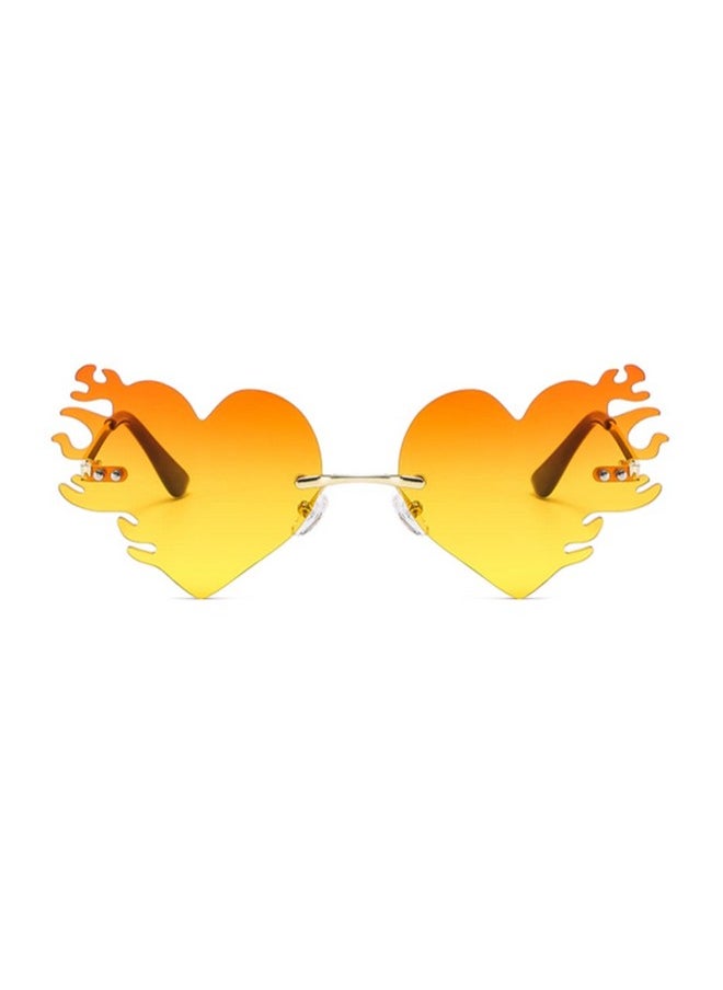 ENTHYI - Melting Heart Flame Sunglasses Women Men Trendy Rimless Party Cute Prom Glasses Novelty Heart Fire Flame Eyewear (Orange) - Image 1