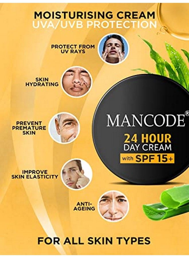 MAN CODE Mancode 24 Hours Day Cream For Men Spf 15+ Sun Tan Protection Improves Skin Elasticity Aloe Vera Enriched No Paraben Sulfate 100 Gm Creams For Men (Pack Of 1)  - Image 5