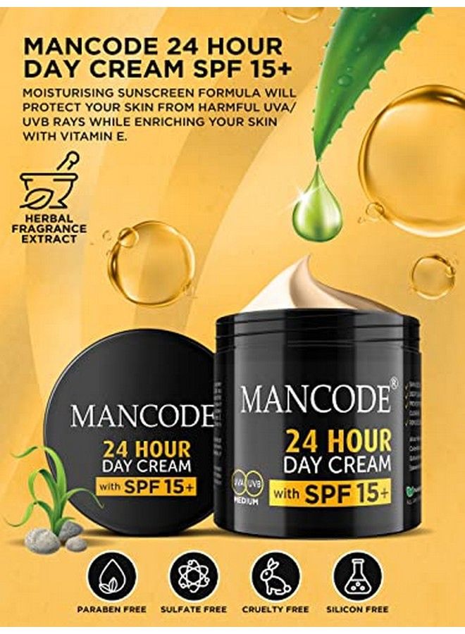 MAN CODE Mancode 24 Hours Day Cream For Men Spf 15+ Sun Tan Protection Improves Skin Elasticity Aloe Vera Enriched No Paraben Sulfate 100 Gm Creams For Men (Pack Of 1)  - Image 4