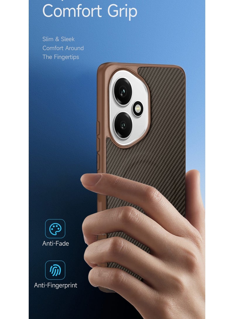 Wtech Honor 400 5G 2025 Soft Silicone Carbon Fiber Magsafe Protective Back Case Cover (MCFPSN) - Brown - Image 2