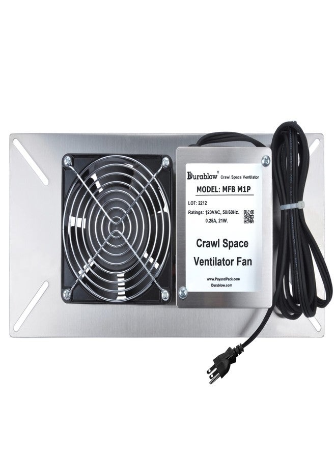Durablow M1P 110 CFM Air-Out Stainless Steel Crawl Space Vent Fan, Foundation Vent, Radon Mitigation, for Crawl Space Exhaust Fan, Basement Ventilation Fan, Attic, Garage (Stainless steel, M1P) - Image 1