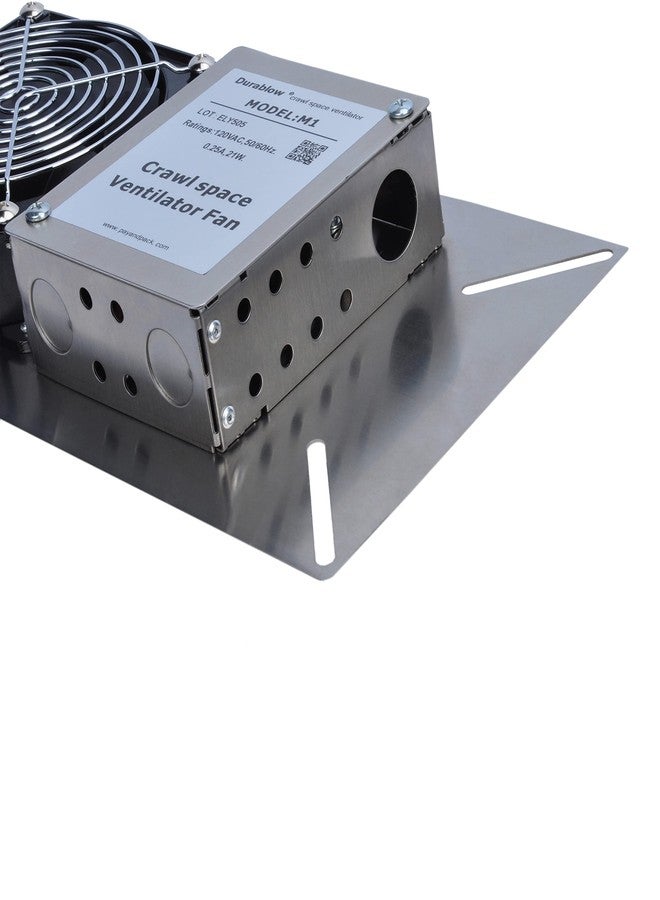 Durablow M1P 110 CFM Air-Out Stainless Steel Crawl Space Vent Fan, Foundation Vent, Radon Mitigation, for Crawl Space Exhaust Fan, Basement Ventilation Fan, Attic, Garage (Stainless steel, M1P) - Image 3