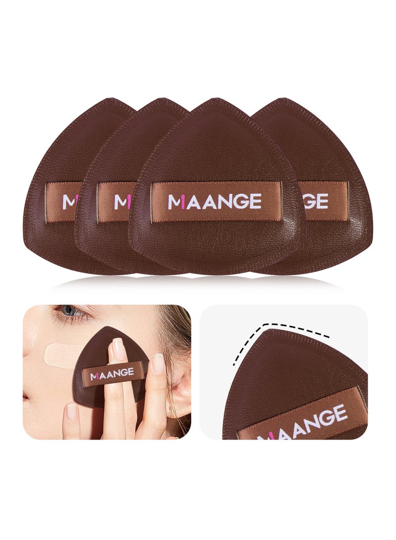 MAANGE 4-Pieces Triangle Makeup Puff Set - Soft, Reusable Foundation Sponge for Loose Powder, Wet/Dry Use (Brown) - Image 5