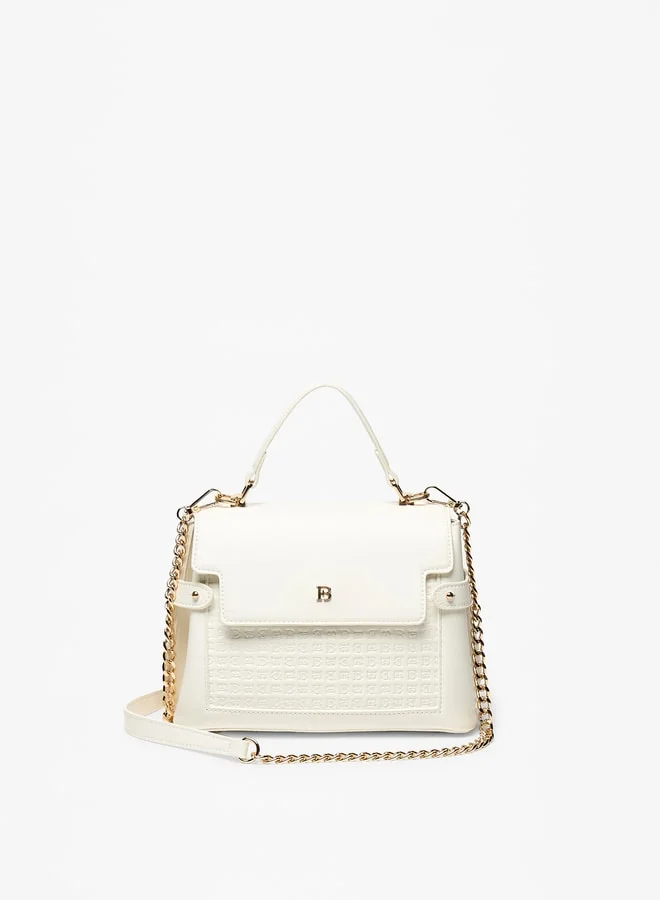 فلورا بيلا من شو إكسبرس Monogram Textured Satchel Bag with Grab Handle and Chain Strap