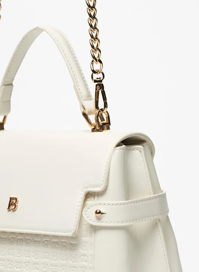 فلورا بيلا من شو إكسبرس Monogram Textured Satchel Bag with Grab Handle and Chain Strap