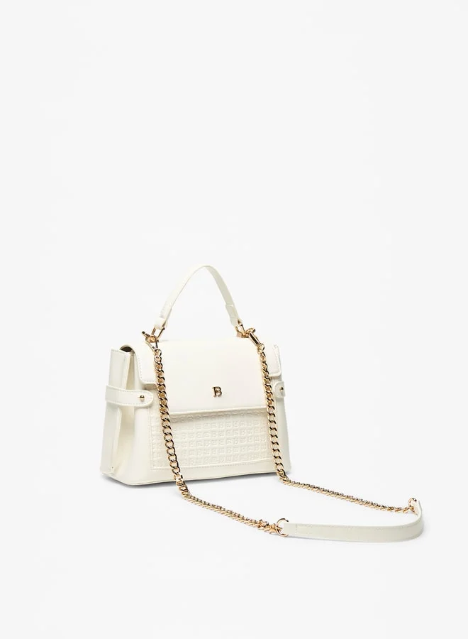 فلورا بيلا من شو إكسبرس Monogram Textured Satchel Bag with Grab Handle and Chain Strap
