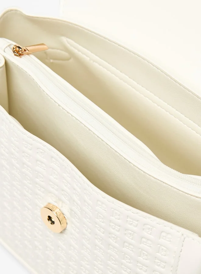 فلورا بيلا من شو إكسبرس Monogram Textured Satchel Bag with Grab Handle and Chain Strap