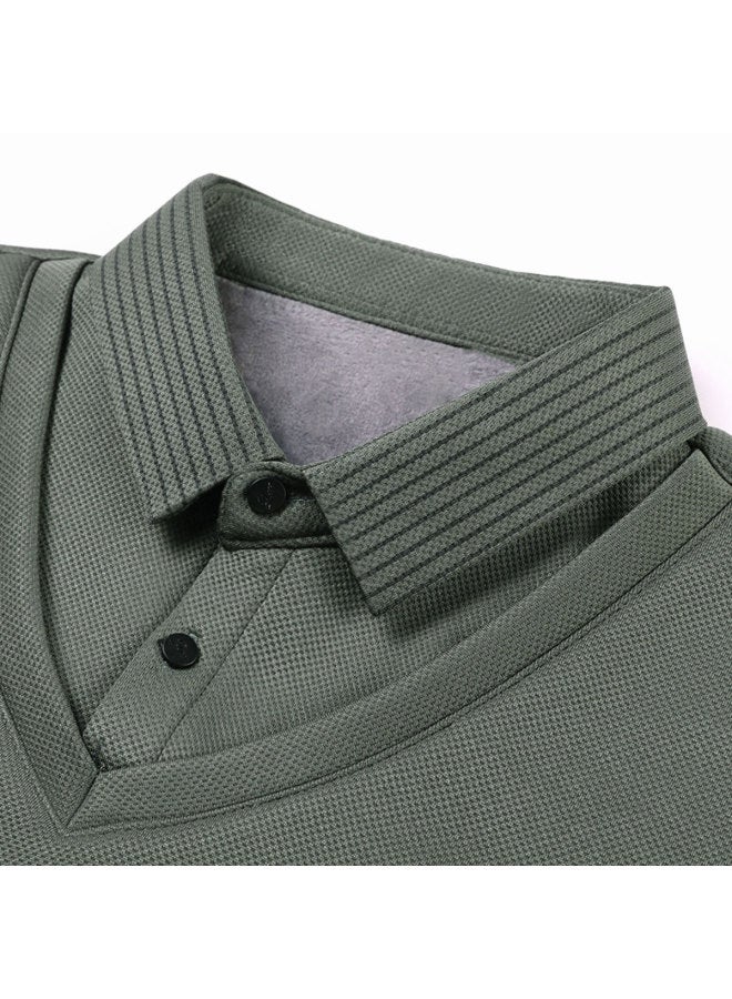 Tucano men's Knit Polo Shirt With Mock Two-piece Design, Turn-down Collar For Business Casual Wear In Autumn/winter - Image 3