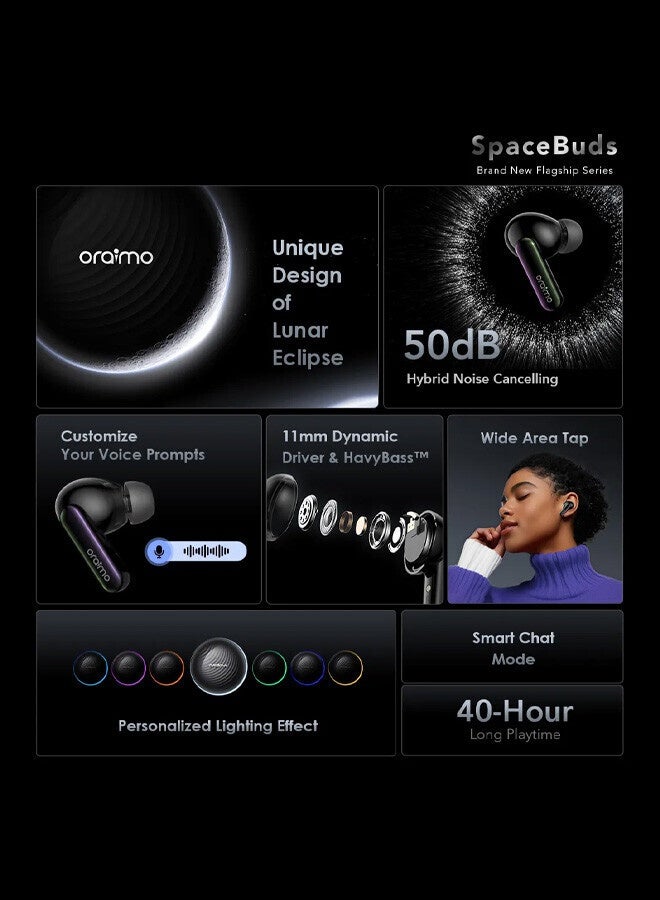 Oraimo OTW-630 Bluetooth Earphones, 10mm Drivers with Big Bass True Wireless Earbuds, 5.4 Bluetooth Headphones, 40H Playtime, IPX5, Noise Cancellation for Calls, Quick Charge Black - Image 4